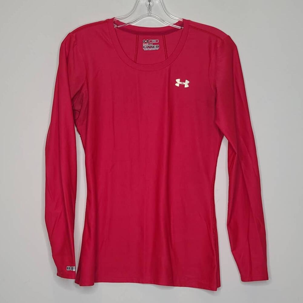 Under Armour heat gear pink long sleeve shirt - small fitted
